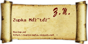 Zupka Máté névjegykártya